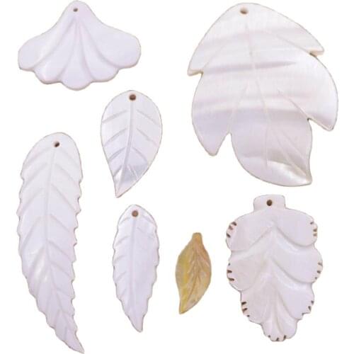 1 PCS Natural Shell Leaf Mother of Pearl 20mm-58mm Choose Top Hole White black