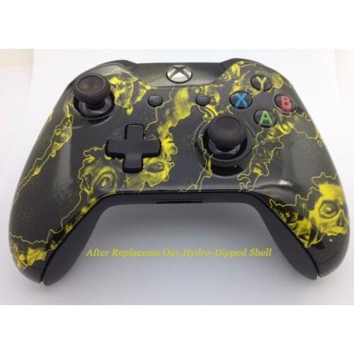 10Pcs Front Shell Yellow Zombie Hazard Hydro Dipped Original Shell for Xbox One Controllers Fits w/ 3.5mm Port&without 3.5mmPort