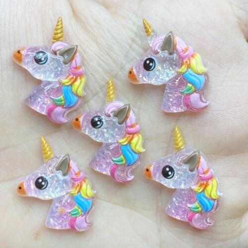 10pcs Unique Cute Unicorn head Flat Back Figurine DIY Wedding Scrapbook Decor Home Craft C01