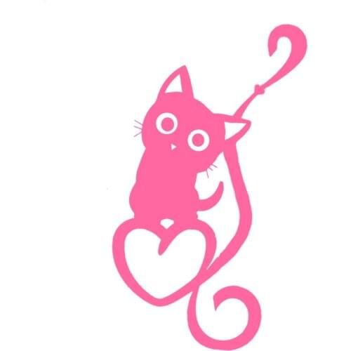 15x9cm Cute Cat Love Heart Fashion Vinyl Car Decals 3D Car Sticker Vehicle Window Reflective Decals Motorcycle Sticker