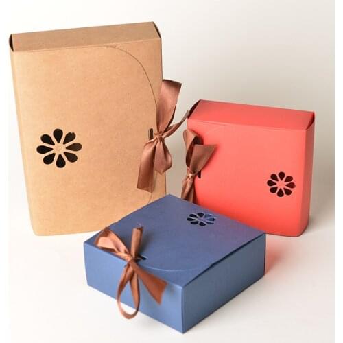 20pcs/lot red blue box Kraft Paper Cardboard Package Candy Gift Box For Flowers Cookies Moon Cake/Soad/Candy