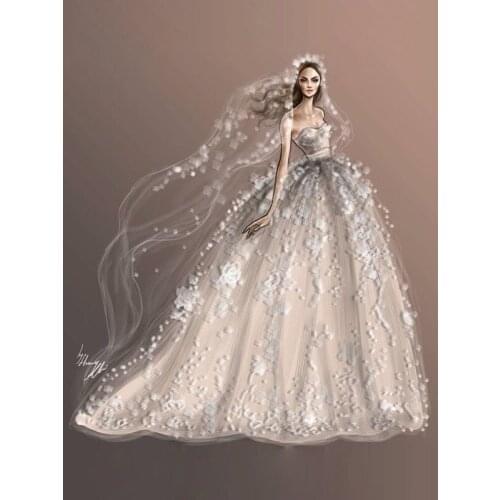 2021 Top Fashion Time-limited Paintings Single Resin Round Wedding Dress Elegant Diamond Painting