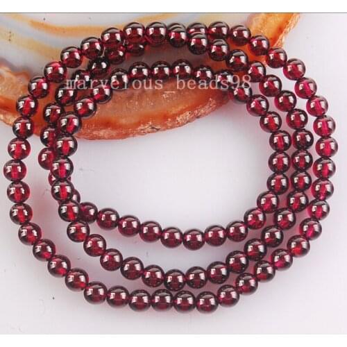 Free shipping Fashion Jewelry A++ 6MM Genuine Garnet Oblong Stretch Bracelet Strand 3 Row 21" G6661