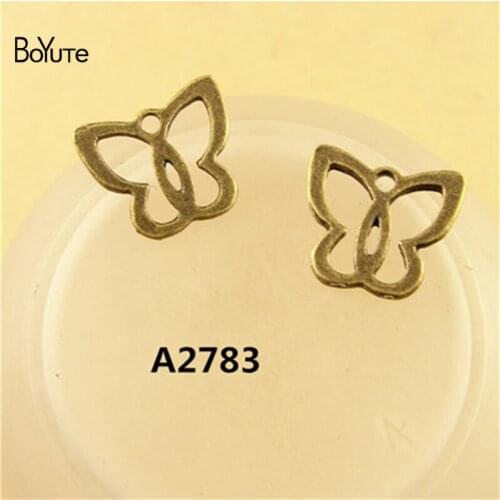 BoYuTe (200 Pieces/lot)11*13MM Antique Bronze Plated Zinc Alloy Butterfly Charms Pendant Diy Jewelry Findings Components