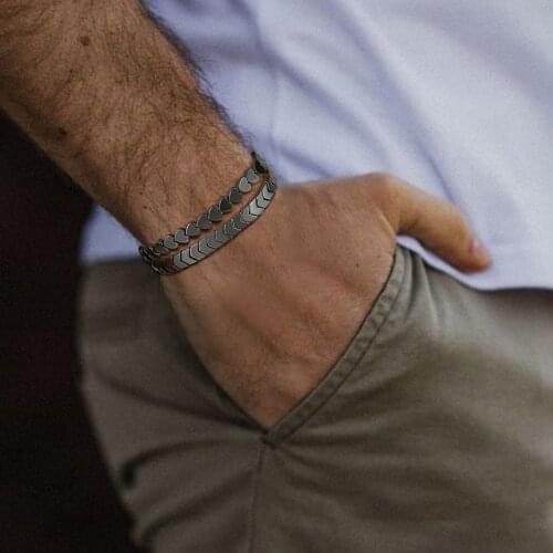 Men Bracelet Set, Hematite Bracelets, Adjustable Men Women Jewelry,Arrow Heart Spheres Beaded Hematites Health Stone Braslet