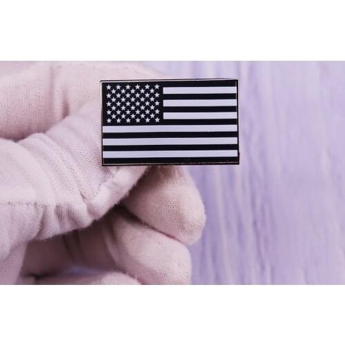 Black USA Flag Enamel Pin American Military Symbol Emblem Badge
