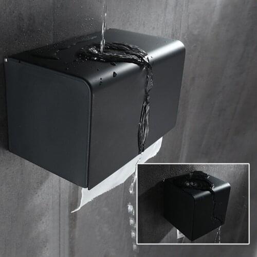 Bathroom Paper Holder Aluminum Bathroom Paper Roll Holder Tissue Holder Rack Toilet Paper Holder Tissue Box Black Free Shipping