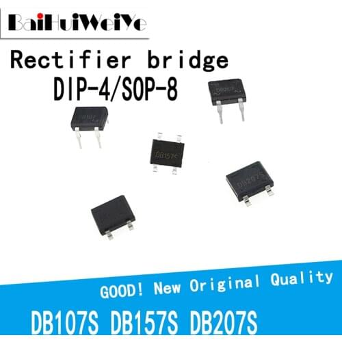 50PCS/LOT DB107S DB157S DB207S DIP4 SOP4 Diode Bridge Rectifier SMD 1A/2A New Original Good Quality