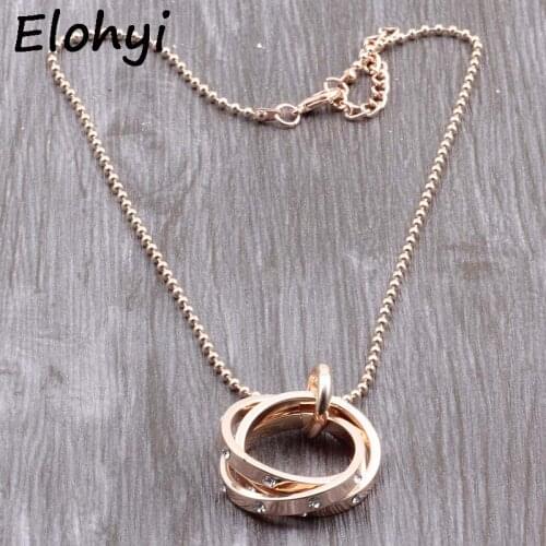 ELOYHI Women Multilevel Circles Design Choker Necklaces Beads Chain Rose Gold Collar For Women Trendy Neckalce&Pendants Gift
