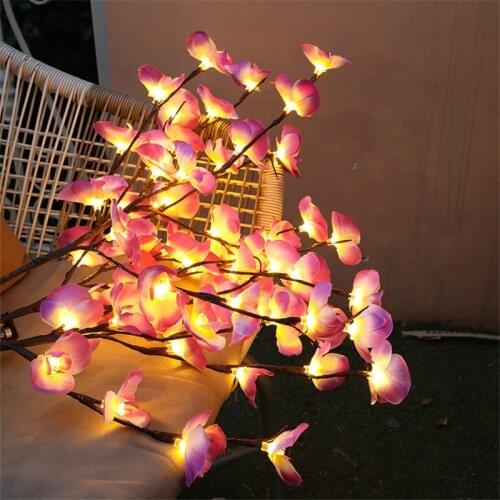 Simulation Artificial Flower Orchid Branch LED Night Light Vase Filler Flower Fairy Lights For Wedding Valentine Party Decor