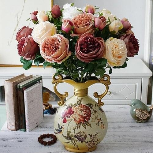 2021 1Pc Artificial Rose Flowers Plant Simulation Lifel ike Home Party Wedding Decor Exquisite Craftsmanship With Vivid Color