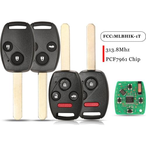 Jingyuqin 2/3/4 Buttons Car Remote Key Fob 313.8Mhz ID46 PCF7961 Chip MLBHLK-1T For Honda Accord