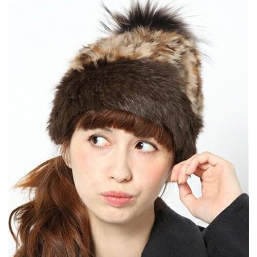 Quality Rabbit Fur Winter Hat For Women Female Autumn Warm Ladies Elegant Princess Beanies Cap Womens Knitted Hat S2495