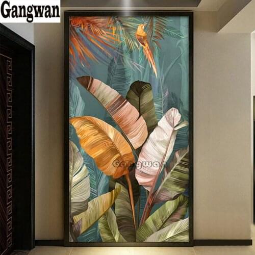 Banana Leaf diamond painting full drill square round diamond embroidery plant still life big size puzzle home decoration 2020