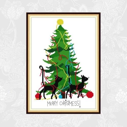 Merry Christmas Paintings Cross Stitch Printed Canvas 14ct 11ct DIY Handmade Embroidery Sets for Needlework Crafts