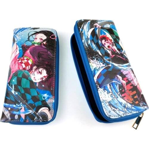 Cartoon JOJO BIZARRE ADVENTURE Demon Slayer My Hero Academia Zipper PU Faux Leather Clutch Bag Long Purse Wallet Card Holder