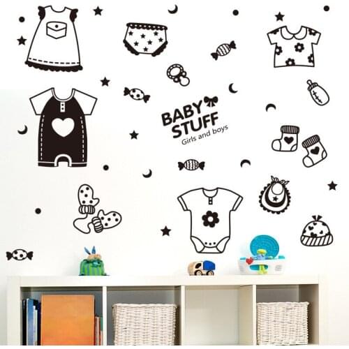 Cute Baby Stuff Pattern Wall Stickers For Kids Room Bedroom Decoration Creative Wall Art Diy Home Decal