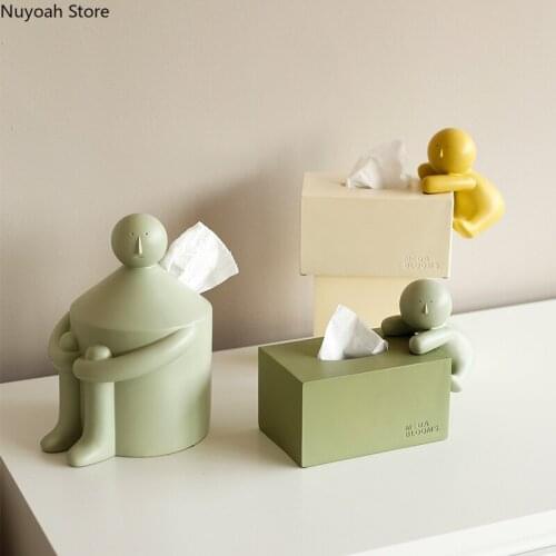 Nordic Cute Tissue Box Creative Household Storage Box Resin Rectangular Pumping Box Living Room Home Decoration Accessories