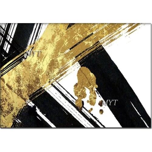 New Arrival Gold Foil Design Art Hand-painted No Frame Wall Hanging Oil Painting Canvas Art 1 Panel Set Picture For Living Room