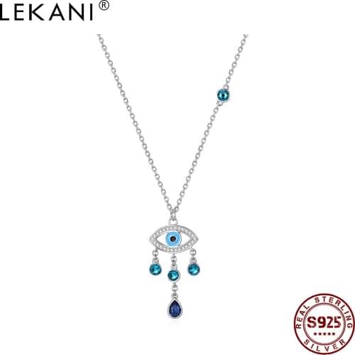 LEKANI 925 Sterling Silver Necklaces For Women Evil Eye Water Drop Pendant Necklace Romantic Anniversary Gift For Girlfriend
