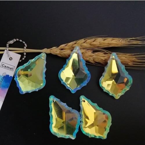 Camal 2pcs 50mm AB Color SunCatcher Crystal Faceted Maple Leaf Chandelier Pendant Prism Hanging Ornament Fengshui Lamp Parts DIY
