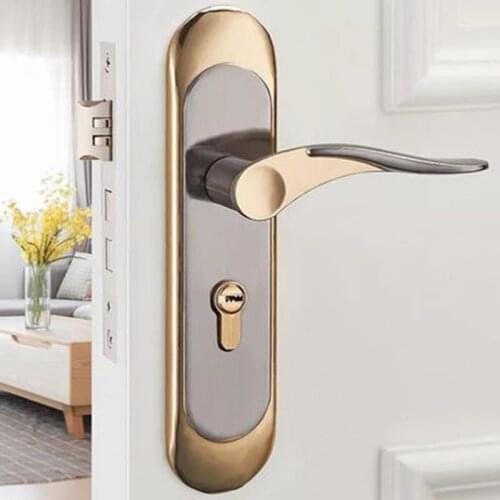 Durable Aluminum Silent House Interior Door Lock Key Unlock for Home Security Anti-Theft Door Indoor Bedroom Living Room Kitchen