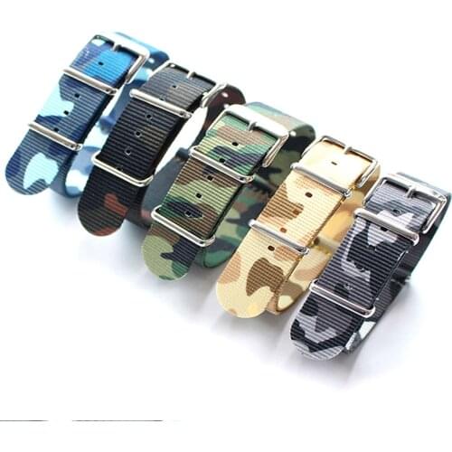 High Quality Herringbone 18mm 20mm 22mm 24mm Camo Green Blue Yellow Gray Seatbelt Watch Band Nylon Nato Strap For Military Watch