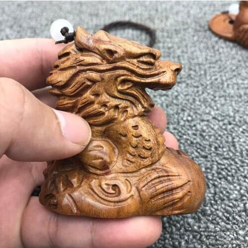 Wood carving animal zodiac wooden crafts figurine traditional lucky fengshui decoration