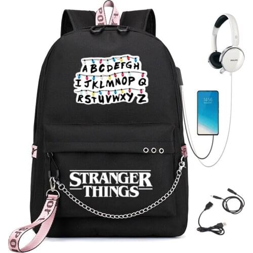 Stranger Things Backpack Wearable Canvas School Bags For Teenagers Luminous Travel Bag Capacity Women Men Casual Laptop Mochilas