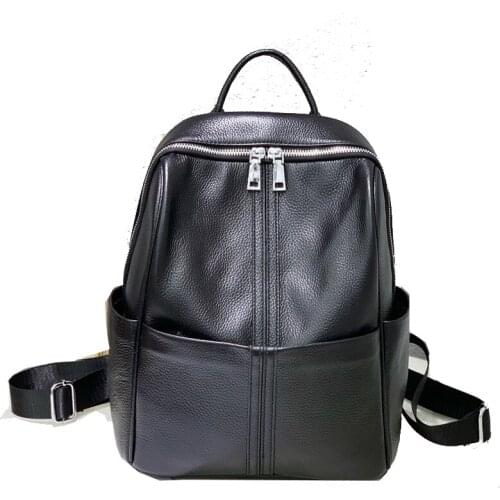 Girls School bag Ladies Genuine leather Backpack fashion student backpack cowhide leather dual-use Rucksack womens shoulder bag
