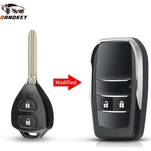 Dandkey Folding Car Key Case For Toyota Avlon Crown Corolla Camry RAV4 Reiz Yaris Prado Shell Toy43 Replacement 2/3/4 Buttons
