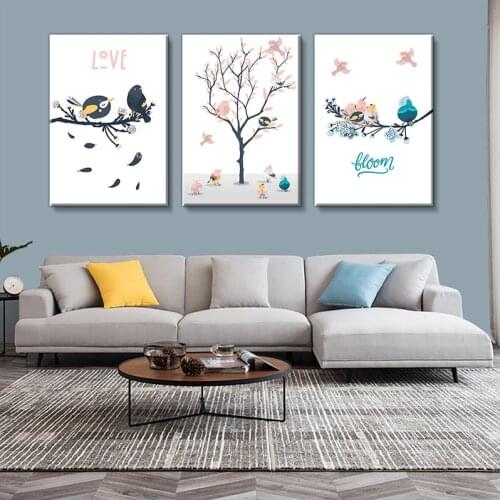 Modern Animal Cartoon Poster, Lovely Bird Canvas Painting, Auspicious Bird Mural Printing, Wall Decoration Painting 50X70cm