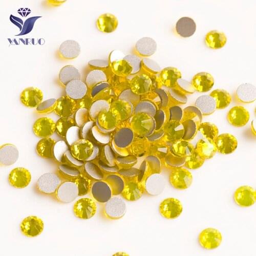 YANRUO SS30-SS34 288pcs Citrine Non Hot-Fix Strass Glass Crystal Glue On Rhinestones Decorations For Clothes