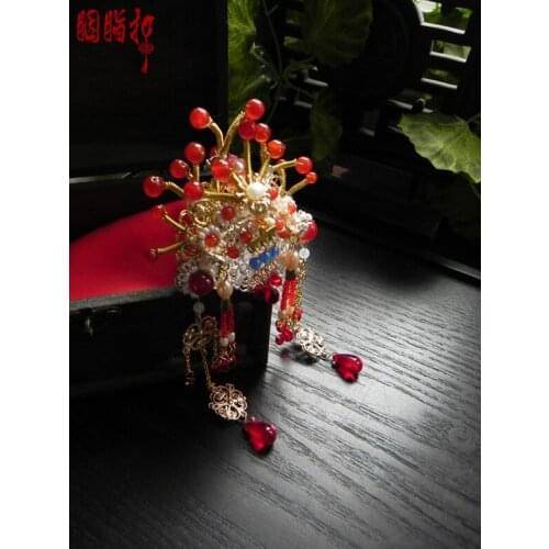YZK Agate Beading Pinchcock Hair Jewelry Opera Coquette Hua Dan You Xiang - Lou Yue Classical Hair Accessory Hair Pin