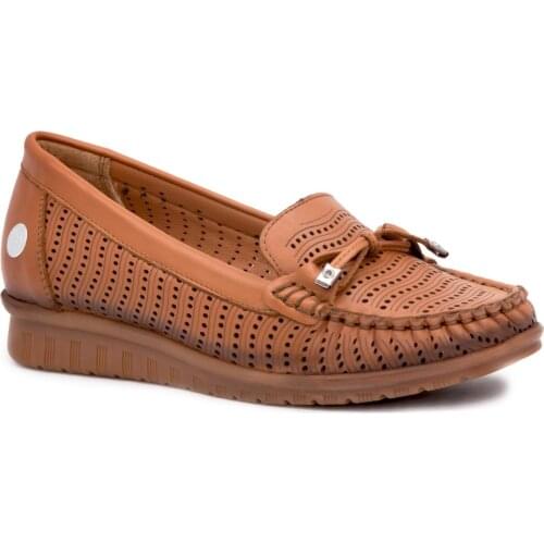 Mammamia D21YA 490 Taba 2021 Summer Women Shoes Real Cow Leather Elevator Daily Casual Hole Breathable Buckled Stylish Lightweight Sneakers