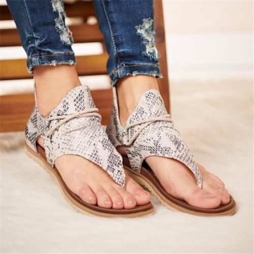 Women Sandals Leopard Clip Toe Vintage Flat Retro Shoes Women Casual Female Beach Sandals Fashion Ladies 2020 Summer