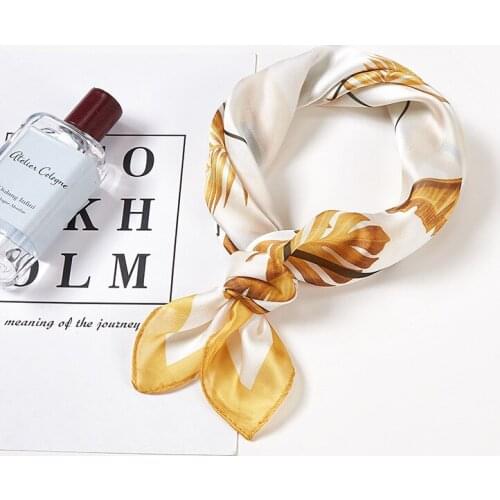 Flight attendant Silk Satin Hair Scarf Women Ladies Small Square Scarf Headband Hairband Mountain Stream Scarf Printing Scarf