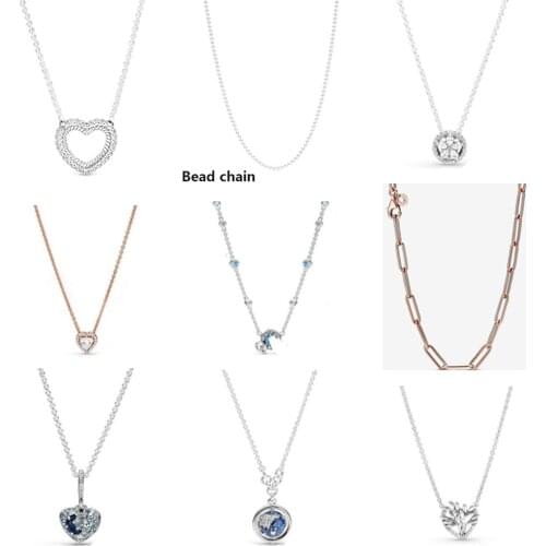 NEW 2021 100% 925 Sterling Silver Love Gem Necklace Women Fit DIY Original Bracelet Fshion Jewelry Gift