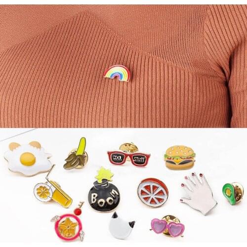 1Pcs Metal Badges Fashion Jewelry Alloy Brooches Bag Decor Lapel Pins Button Corsage Clothes Accessories Cute