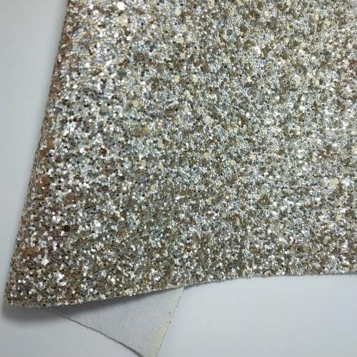 1PC 21X29CM Stretch Gold Mixed Silver Chunky Glitter Leather For Making Bows Accessories LEOsyntheticoDIY T61B