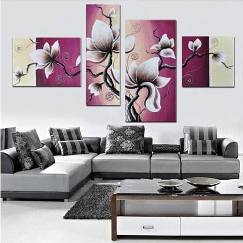 100%Hand Painted Landscape painting Abstract Sun Flowers Picture Home Decor Oil Painting on Canvas 4 Panels Wall Art