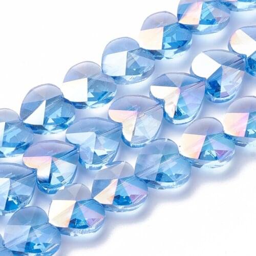 100pcs Electroplate Glass Beads Faceted Heart Shape Beads AB Color Plated for Jewelry DIY Making Accessories Gifts 10x10x6.5mm
