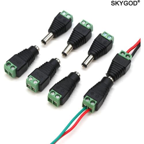 2.1x5.5MM DC Connector Power Jack Plug Adapter 12V 5A Male+Female Power Connector for CCTV Camera Led Strip