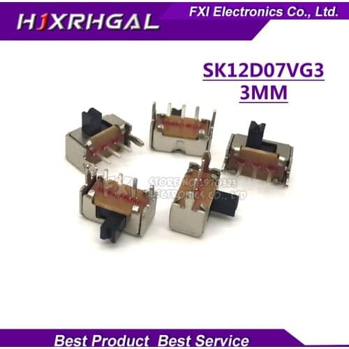 20pcs Toggle switch SK12D07VG3 3mm stents Small toggle switch high Miniature Slide Switch Side Knob