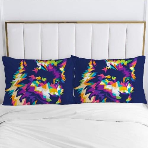 3D Printed Colorful Animal Wolf 100% Polyester Pillowcase Printed Home Decorative Pillowcse Pillow Cover Decoraion Bedclothes