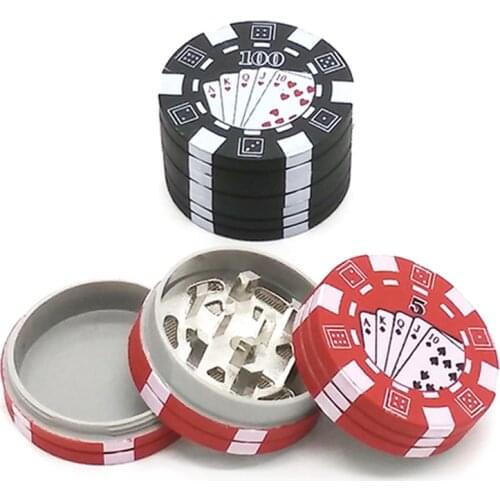 3 Layers Poker Chip Style Herb Herbal Tobacco Grinder Plastic Metal Grinders Smoking Pipe Accessories gadget Red/Green/Black
