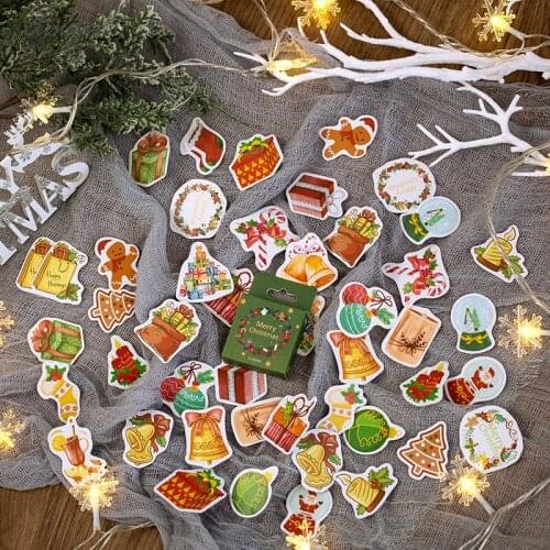 50Pcs/Box Vintage Christmas wishes series mini decoration paper sticker package DIY diary decoration sticker album scrapbooking