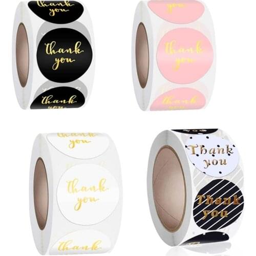 500Pcs Black/pink/gold Thankyou Sticker For Envelope Seal Labels Party Gift Wrapping Bake Wedding Christmas Adhesive Decoration