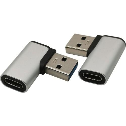 USB 3.0 Adapter Right Angle to Type C Female Connector USB3.0 90 Degree Left&Right Alloy Adaptor Black Silver