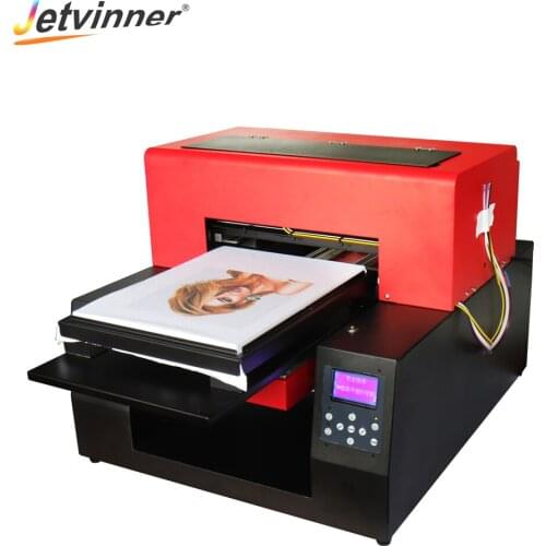 Jetvinner Full Automatic Flatbed Printer 6-color A3 Size Print Machine DTG Printers with Textile Ink for T-shirt, Clothing